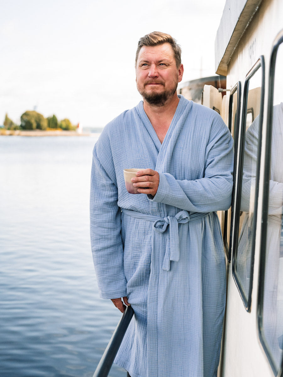 Bademantel aus Musselin für Männer